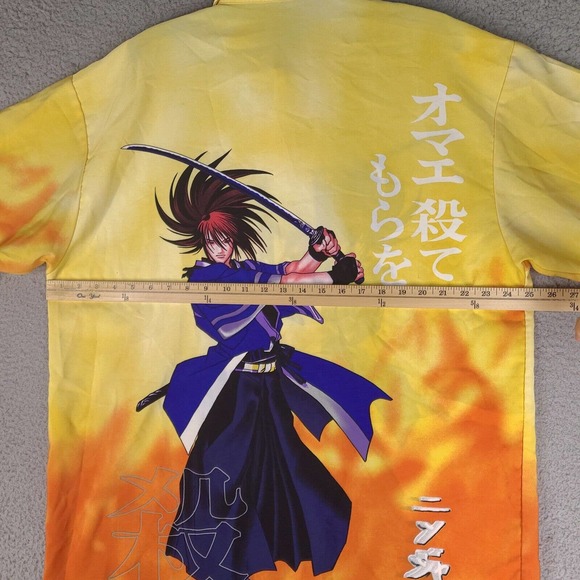 B Down Brand Vintage Shirt Mens Large Japanese Anime Samurai Button Down - Picture 10 of 16